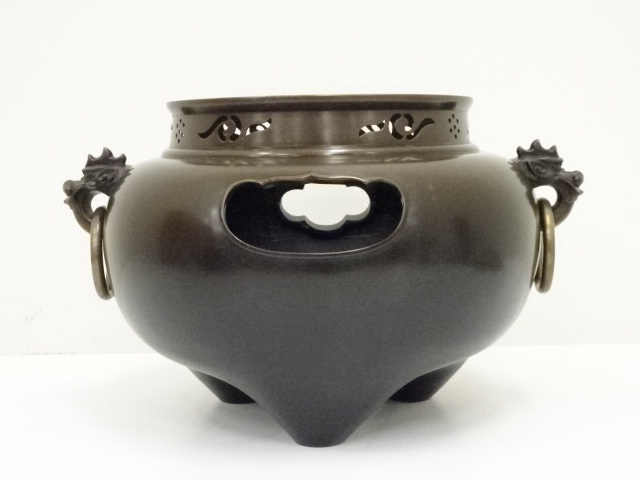 道具 ] - 道具 鋳師 孫兵衛造 唐銅鬼面風炉・丸釜添（共箱） | ネット